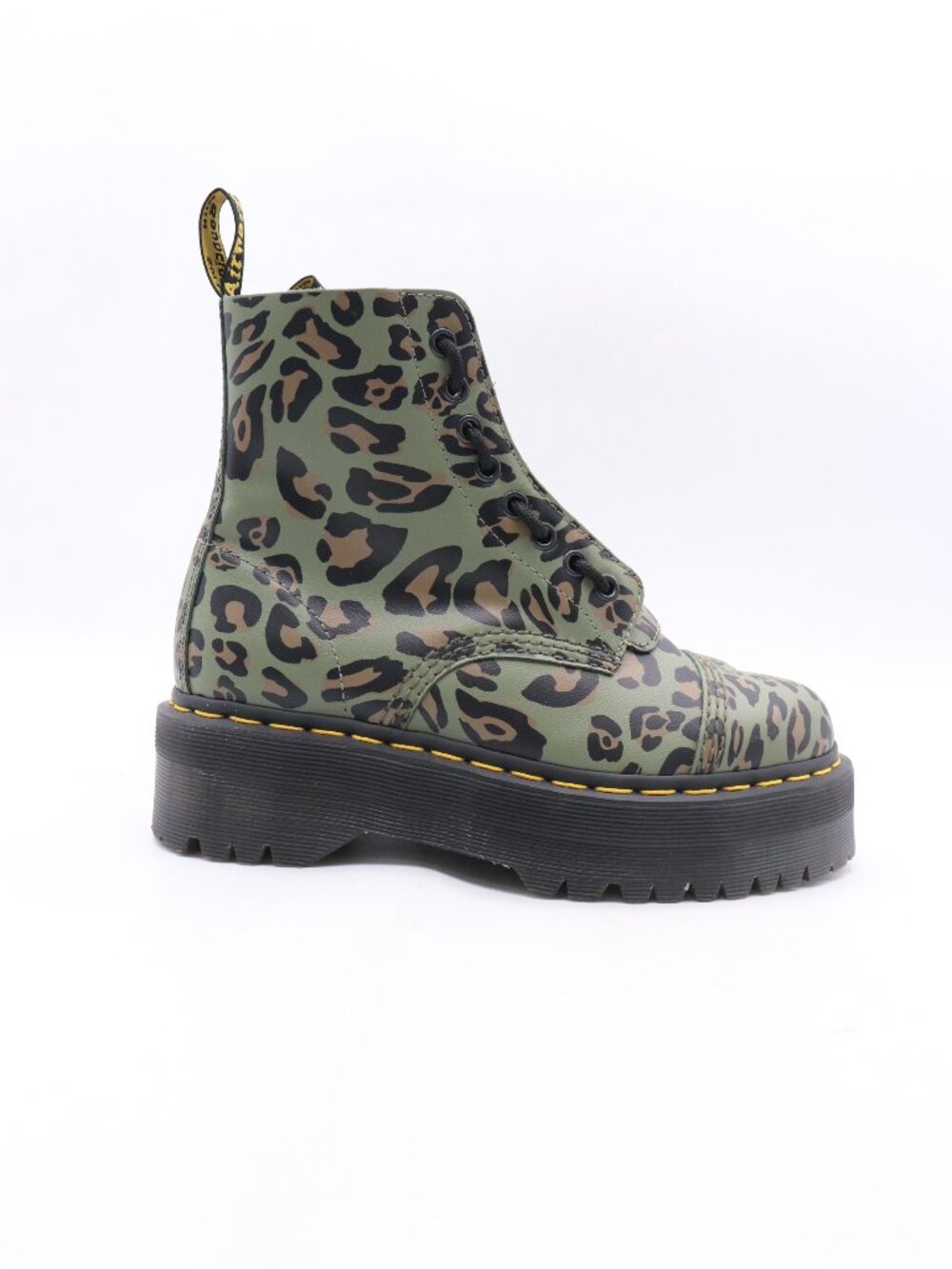 Doc Dr. Martens Sinclair Women's 7 Distorted Leopard Khaki Green Platform Boots